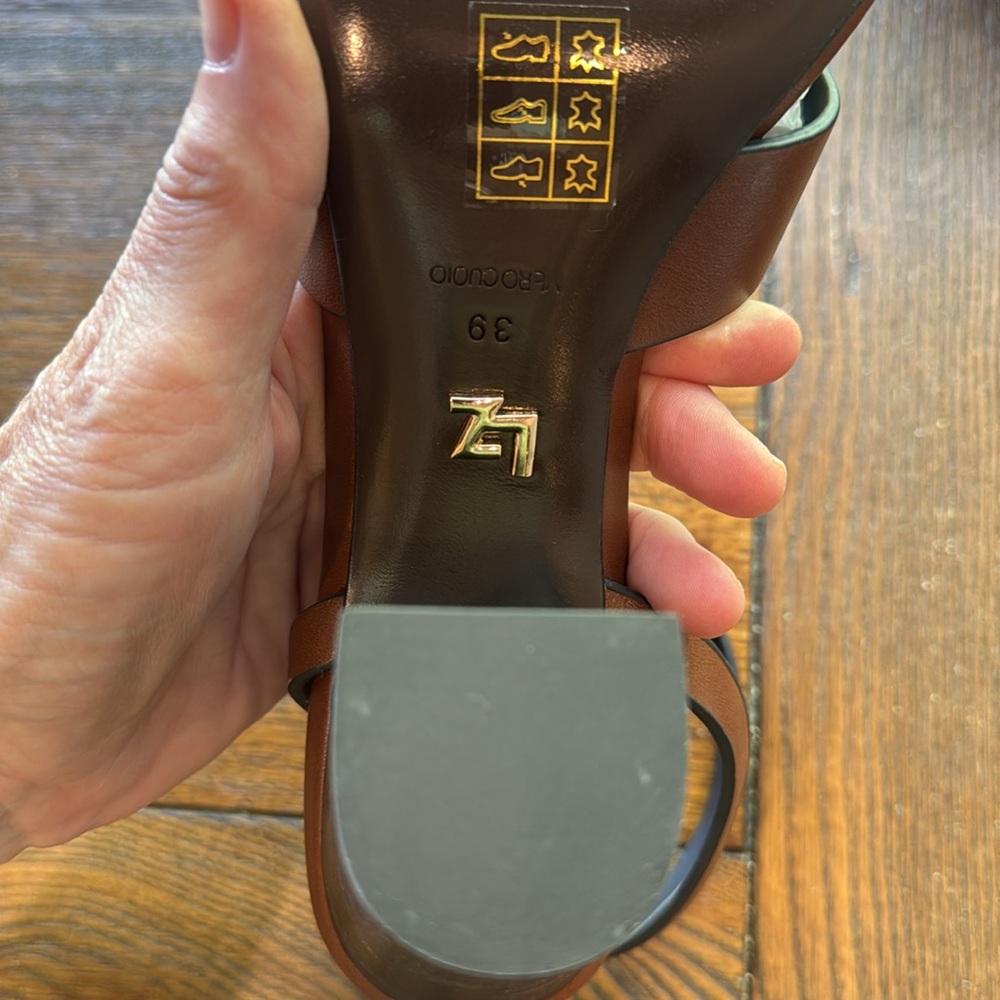 Lola Cruz leather block heel sandals. Made in Spain. - Picture 7 of 8